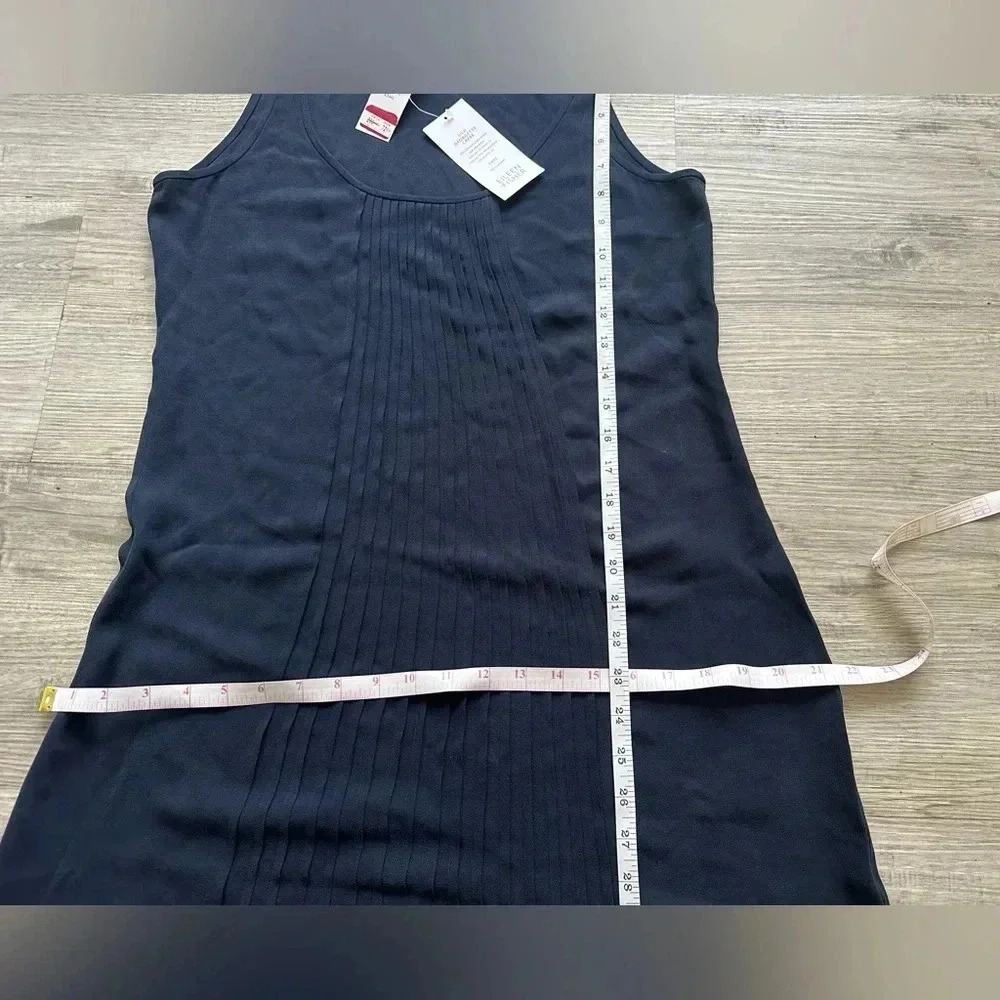 J crew silk dress navy blue color super elegant and fresh Sz XS fits like M - Picture 4 of 7